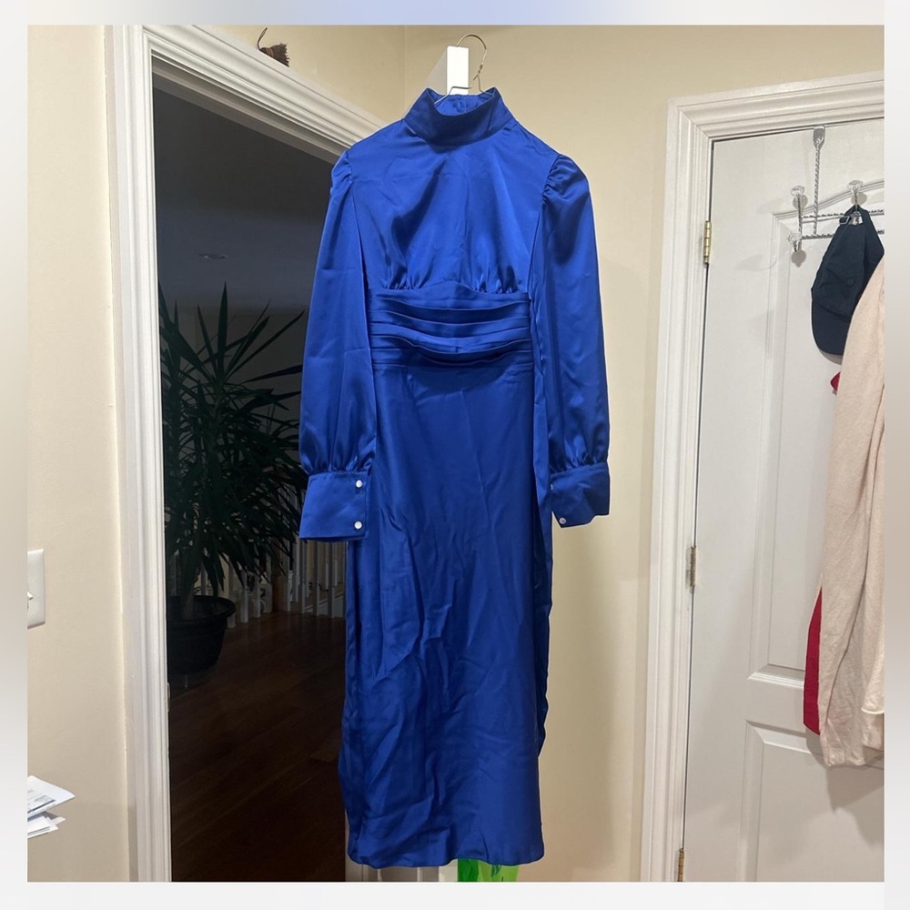 blue silk blend dress, never worn. Originally purchased for $150. Size small